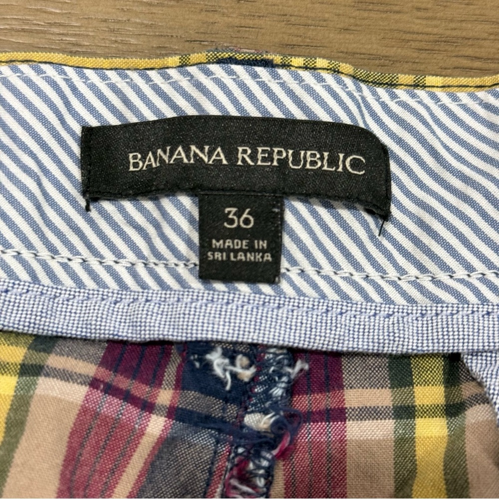 Preppy Plaid Cotton Flat Front Tailored Casual Mens Shorts 36 Banana‎ Republic - Picture 8 of 11